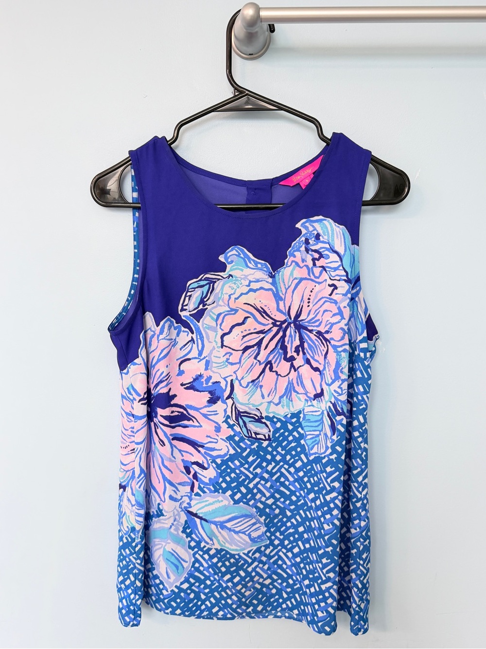 Lilly Pulitzer Iona Sleeveless Top Mr Peacock Blue Plant One On Me Size S